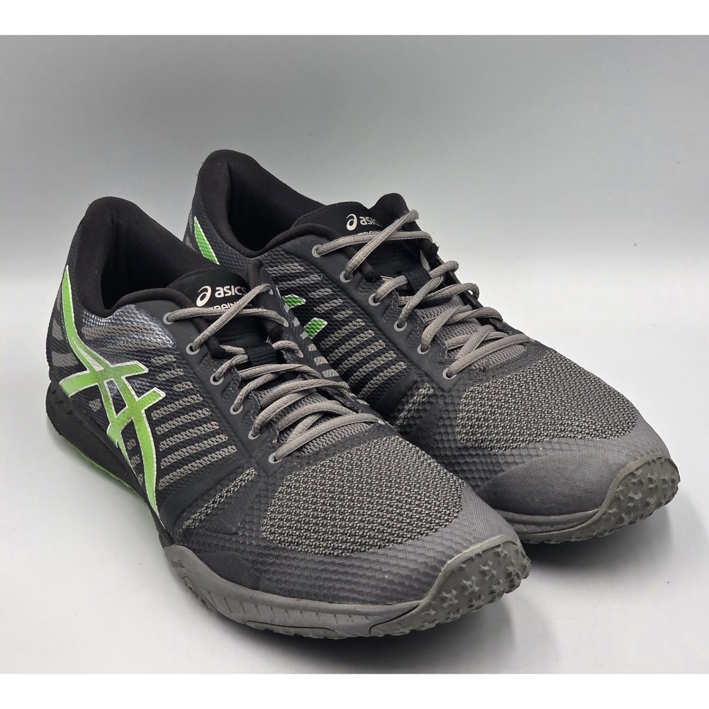 Asics FuzeX TR Mens Size 11 US Gray Black Green Athletic Training Sneakers S613N